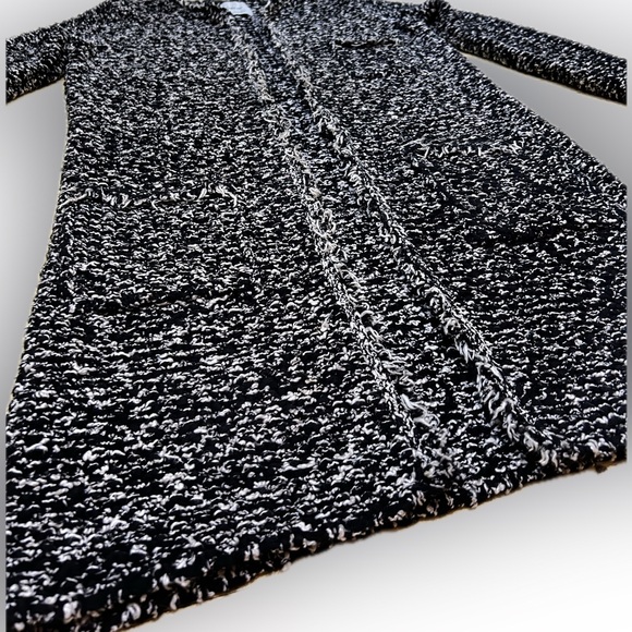 Zara Knit long open front cardigan sweater jacket frayed/fringed edges. Size M - Picture 12 of 15